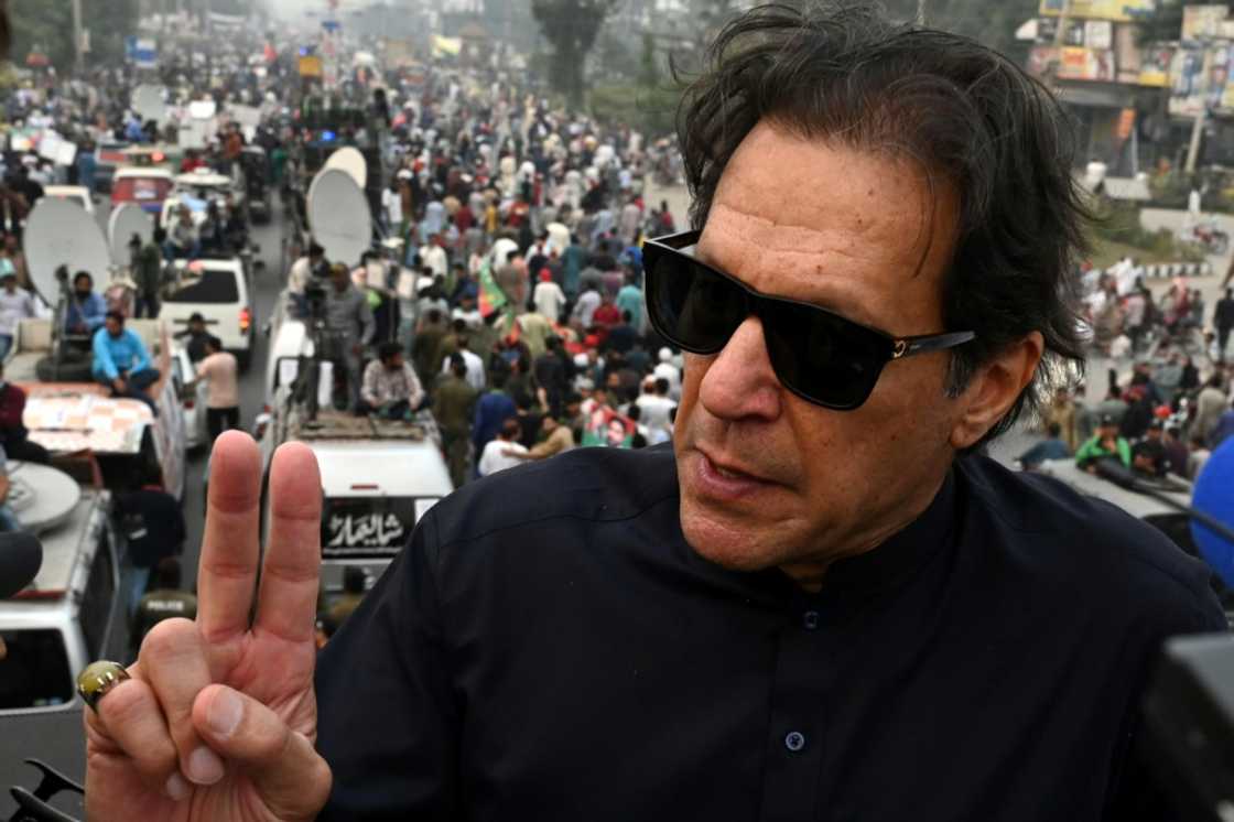 Imran Khan speaking from the top of his campaign truck in Gujranwala, two days before he was shot