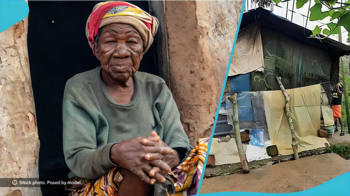 Elderly woman washes cloth for a living, Ghana, toddler cries, grandmother and grandson in poverty, orphan children in Ghana, Orphanage homes in Ghana, Health, education, people