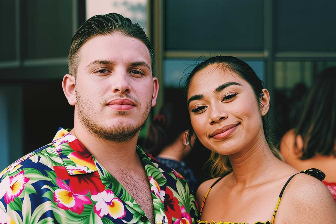 Jessica Sanchez and Rickie Gallardo pose together at a social event, dressed in vibrant outfits. Jessica Sanchez and Rickie Gallardo pose together at a social event, dressed in vibrant outfits.