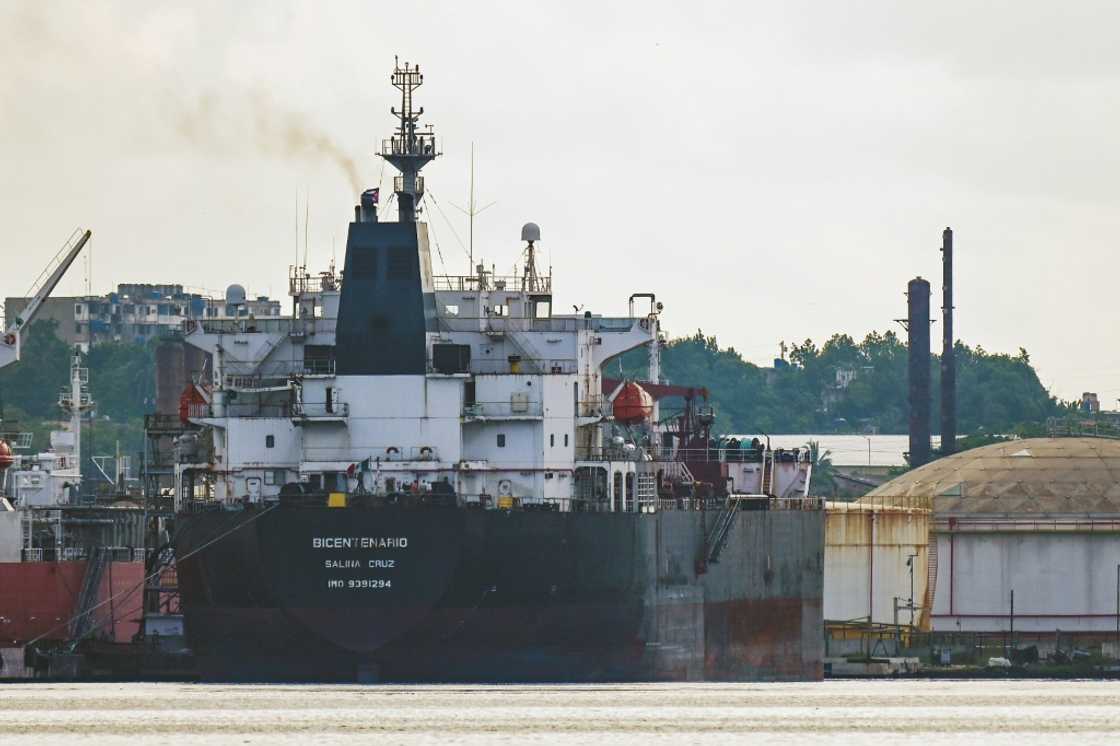 The Mexican oil tanker Bicentenario is docked at the Nico Lopez oil refinery in Havana, on June 8, 2023 The Mexican oil tanker Bicentenario is docked at the Nico Lopez oil refinery in Havana, on June 8, 2023