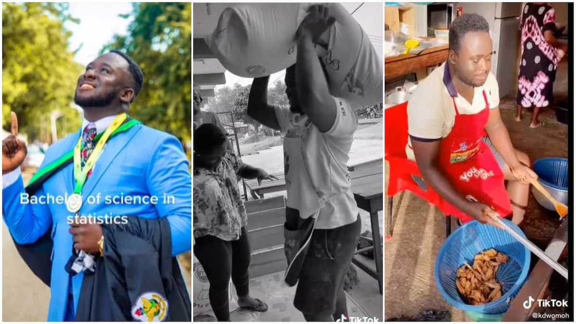 The young man graduated with a degree in statistics. The young man graduated with a degree in statistics.