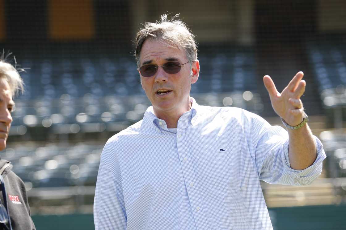 Billy Beane of Oakland Athletics watching the team first round draft pick. Billy Beane of Oakland Athletics watching the team first round draft pick.