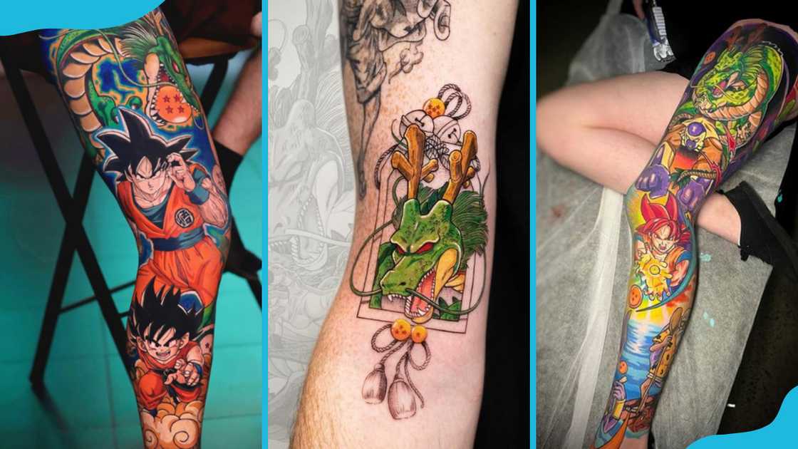 Dragon Ball Z leg tattoos