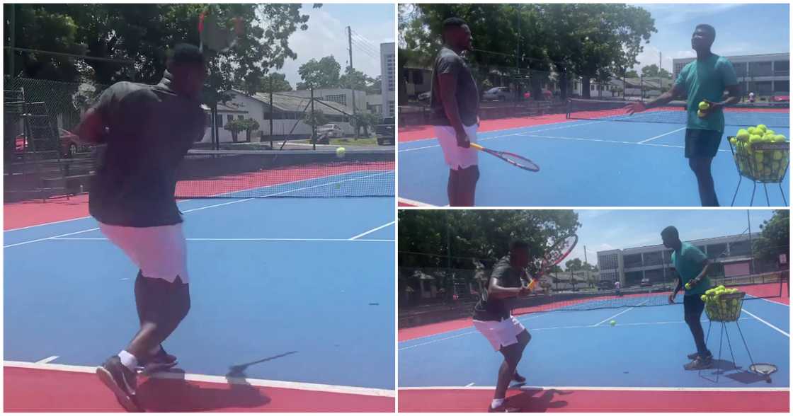 Asamoah Gyan plays tennis Asamoah Gyan plays tennis