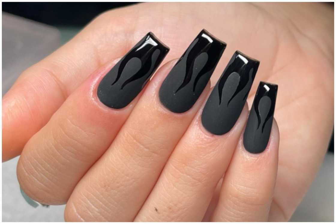 Matte black nails