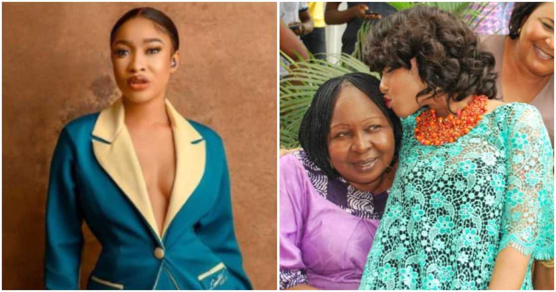 Tonto Dikeh mourns stepmom's death. Tonto Dikeh mourns stepmom's death.