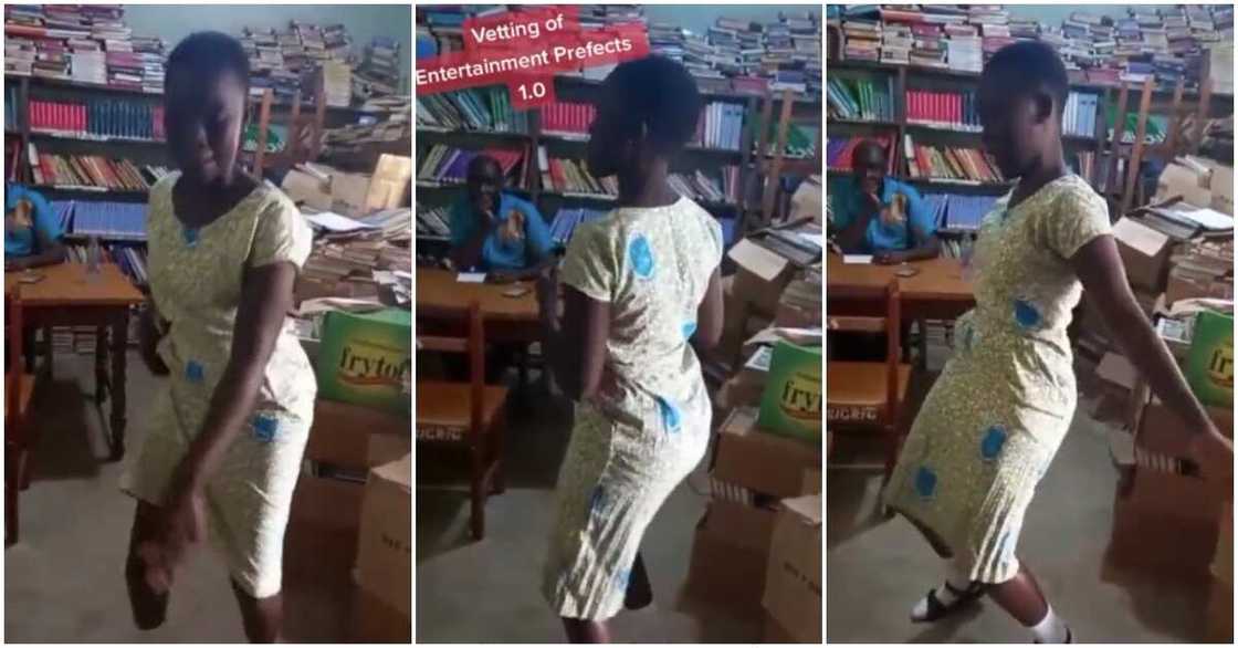 Photos from video of entertainment prefect aspirant dancing during vetting Photos from video of entertainment prefect aspirant dancing during vetting