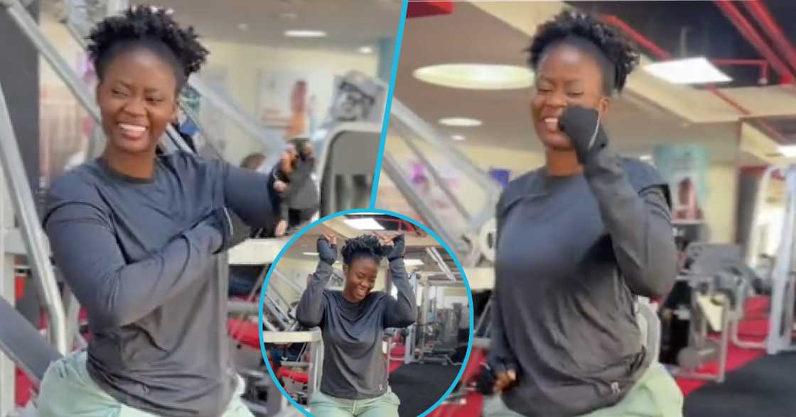 Sheena Gakpe dancing in a gym. Sheena Gakpe dancing in a gym.