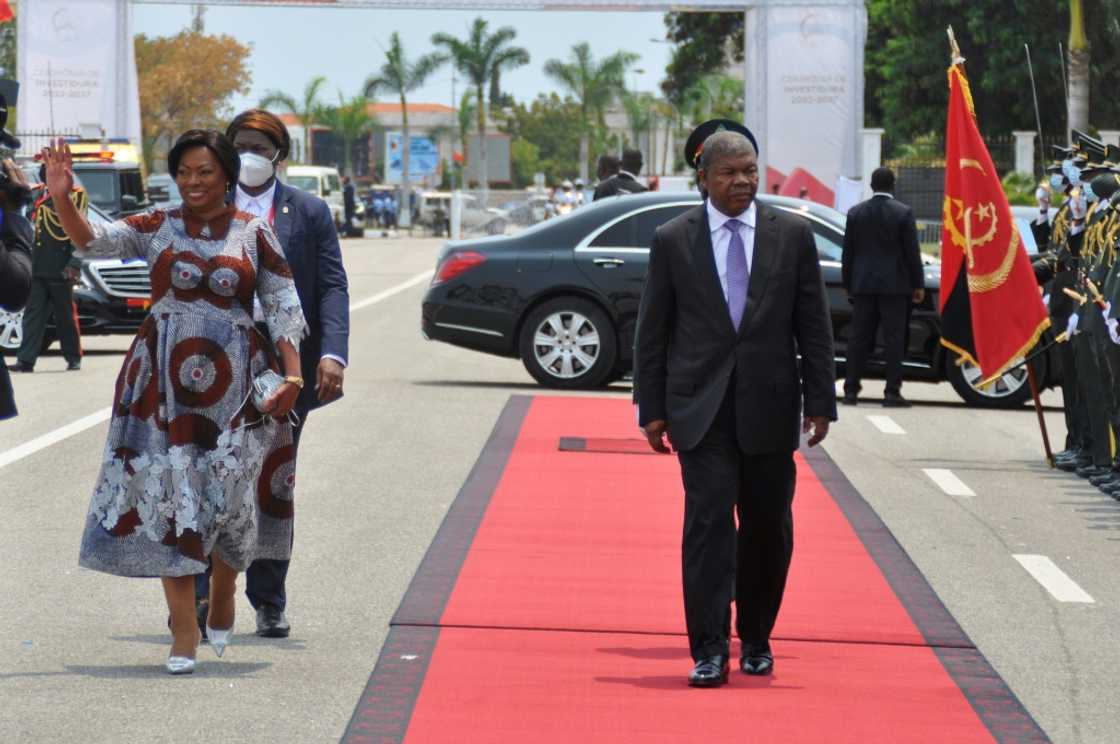 Angolan President Joao Lourenco (r) and First Lady Ana Dias Lourenco arrive for his inauguration ceremony on Thursday Angolan President Joao Lourenco (r) and First Lady Ana Dias Lourenco arrive for his inauguration ceremony on Thursday