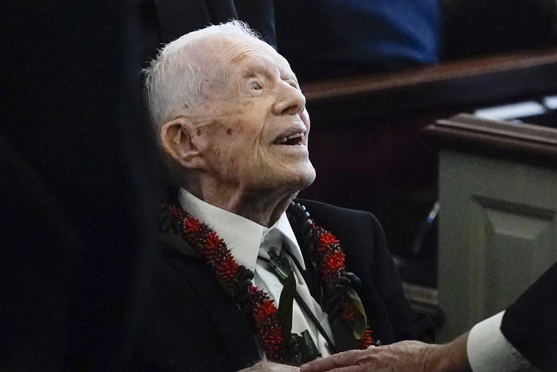 Jimmy Carter during the burial of former First Lady Rosalynn Carter