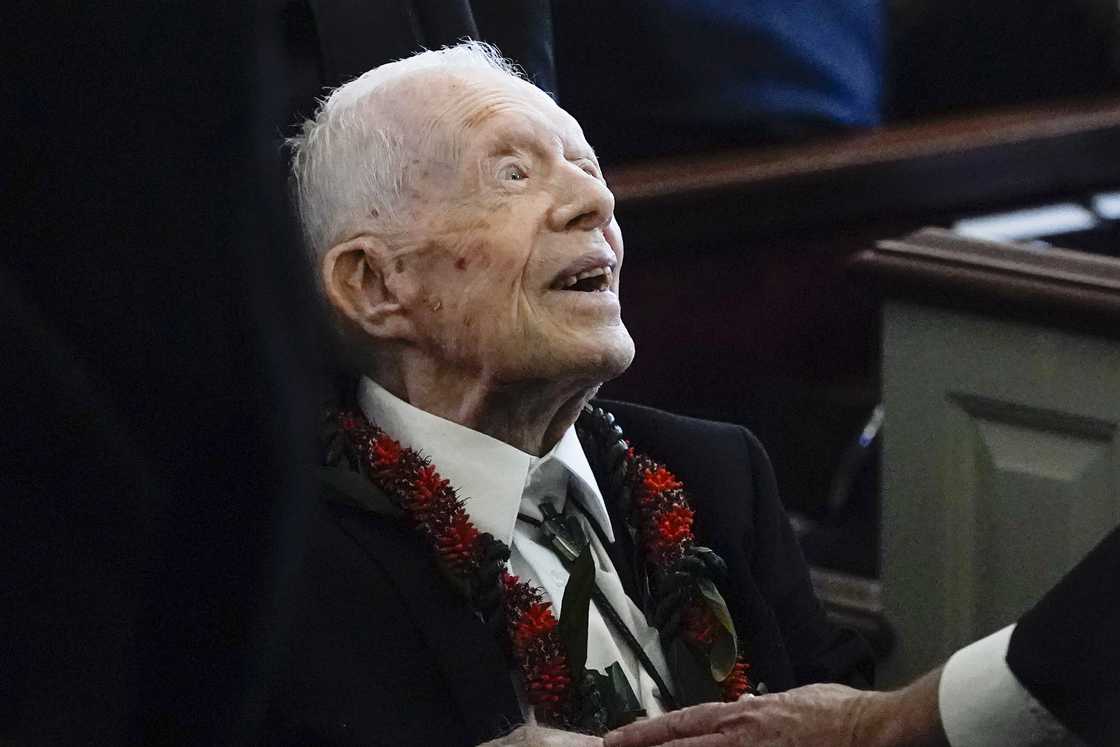 Jimmy Carter during the burial of former First Lady Rosalynn Carter Jimmy Carter during the burial of former First Lady Rosalynn Carter