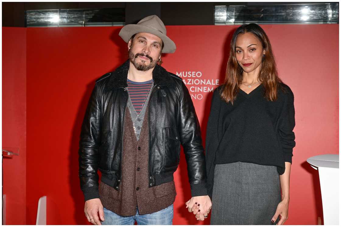 Marco and Saldaña are seen at a photocalll during the "Emilia Perez" premiere Marco and Saldaña are seen at a photocalll during the "Emilia Perez" premiere