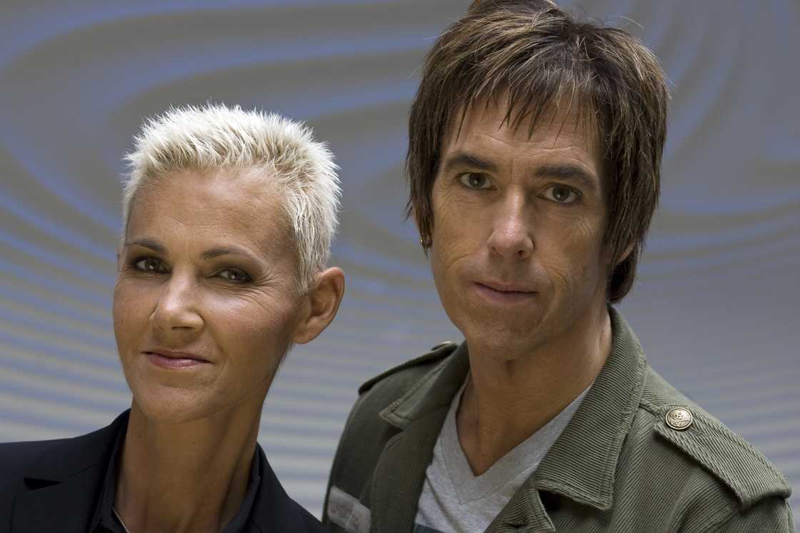 Marie Fredriksson (L) and Per Gessle (R) of Roxette pose for a portrait. Marie Fredriksson (L) and Per Gessle (R) of Roxette pose for a portrait.