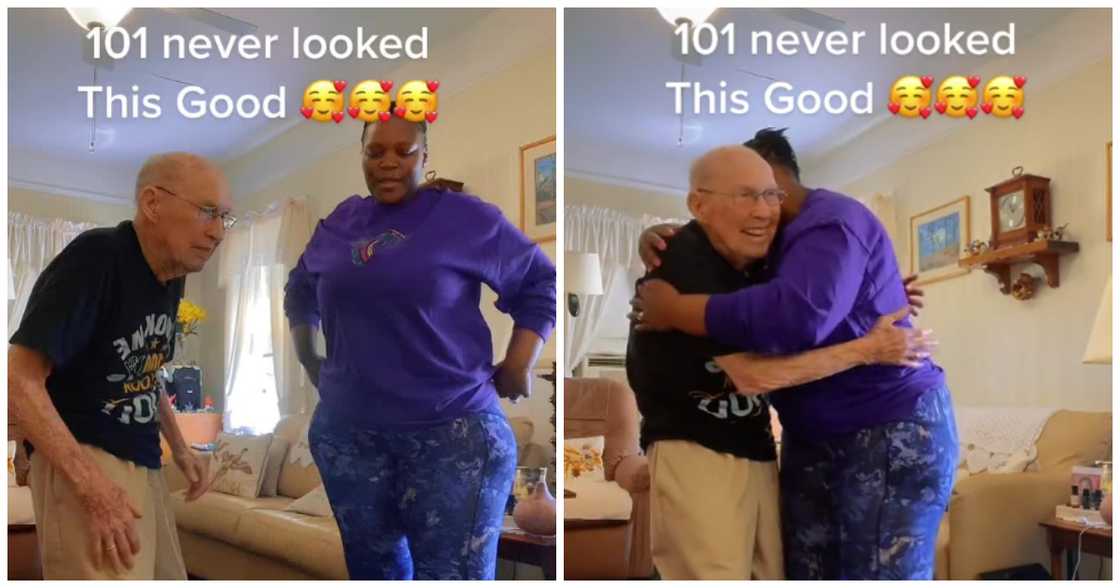101-year-old man dancing with woman who has beautiful body 101-year-old man dancing with woman who has beautiful body