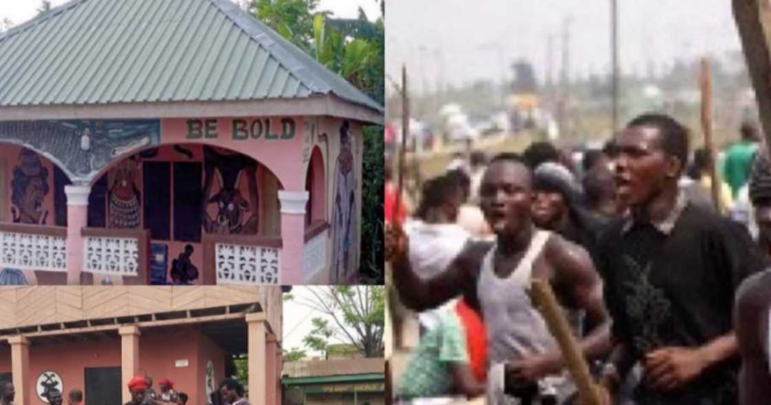 Kasoa Murder: Angry residents march to fetish priestess shrine to burn it down Kasoa Murder: Angry residents march to fetish priestess shrine to burn it down