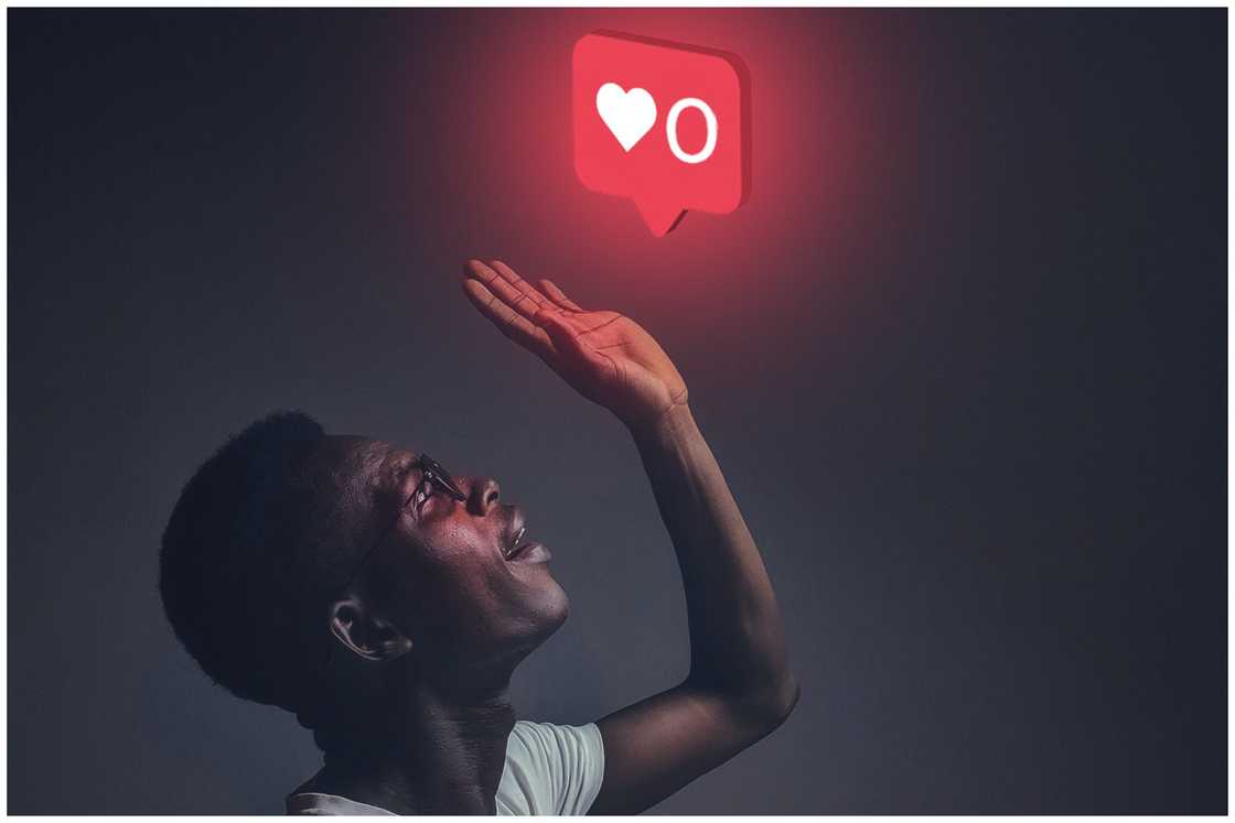 A man reaching for a like A man reaching for a like