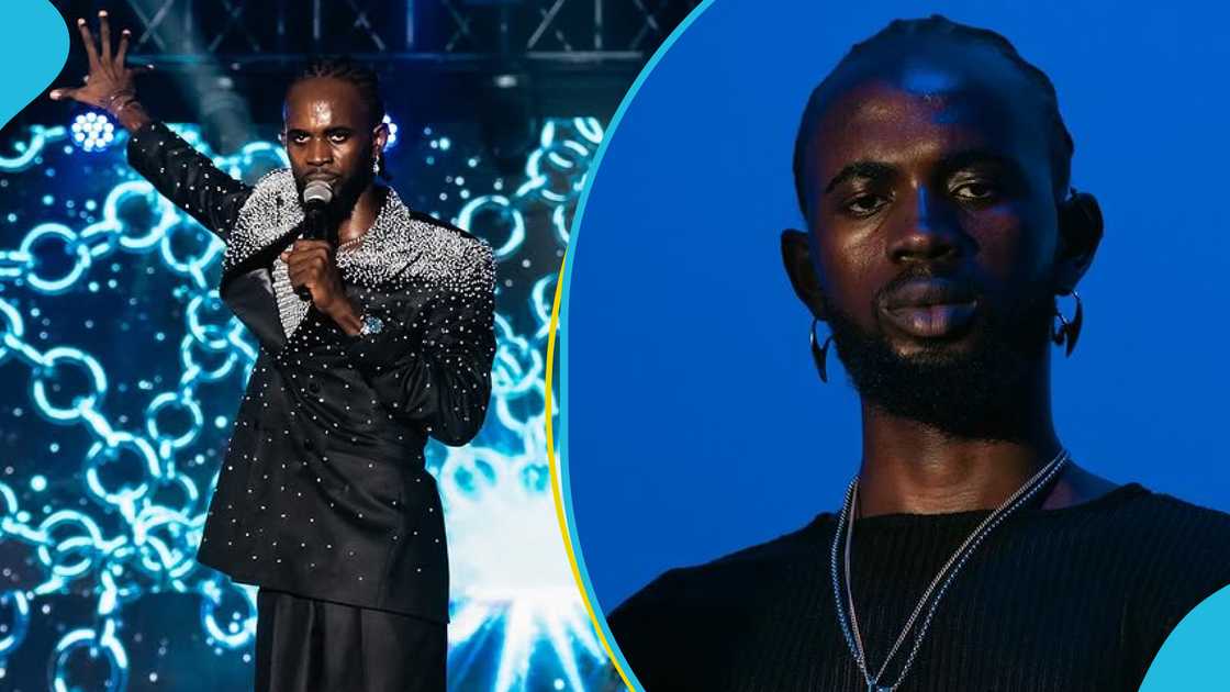 Black Sherif, Black Sherif in Berekum, Black Sherif and fans, Black Sherif's music performance, Fan throws a lighter, Black Sherif's concert Black Sherif, Black Sherif in Berekum, Black Sherif and fans, Black Sherif's music performance, Fan throws a lighter, Black Sherif's concert