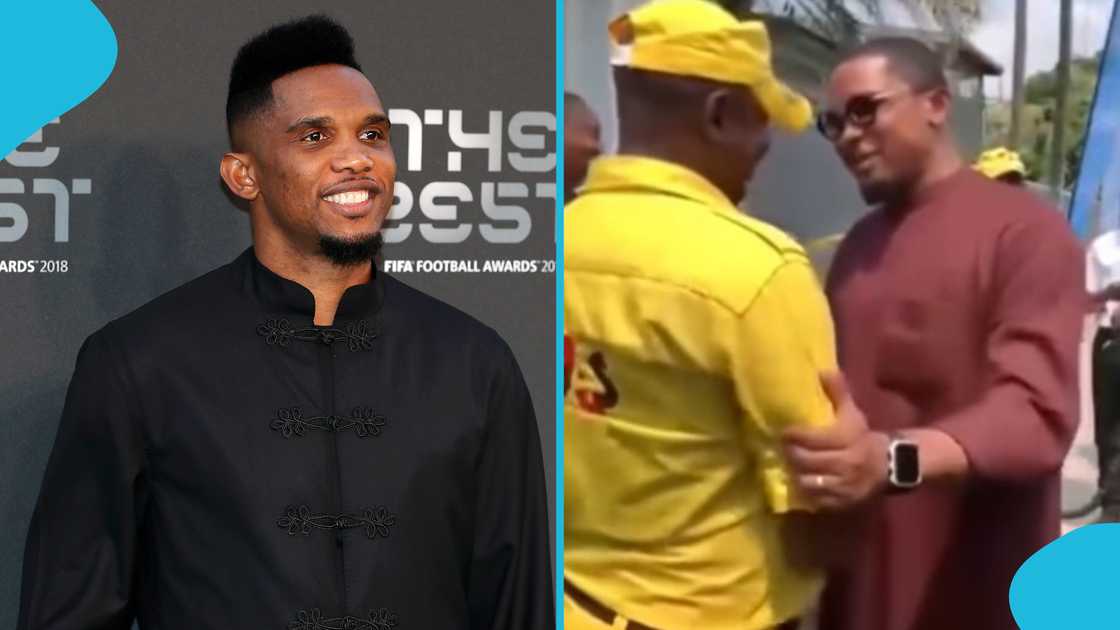 Touching Moment Samuel Eto'o Reunited with Former Teammate Now Working as Security Guard Touching Moment Samuel Eto'o Reunited with Former Teammate Now Working as Security Guard