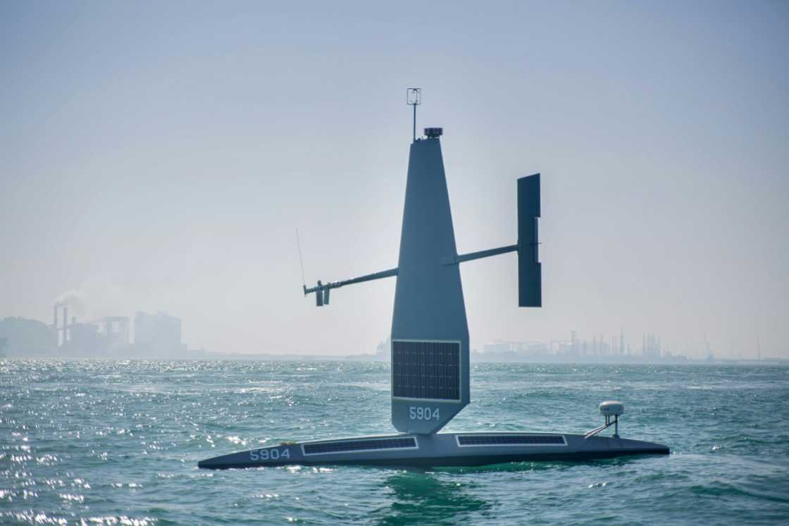 A US Navy Saildrone Explorer unmanned surface vessel (USV) or naval drone in the Arabian Gulf off Bahrain’s coast. A US Navy Saildrone Explorer unmanned surface vessel (USV) or naval drone in the Arabian Gulf off Bahrain’s coast.