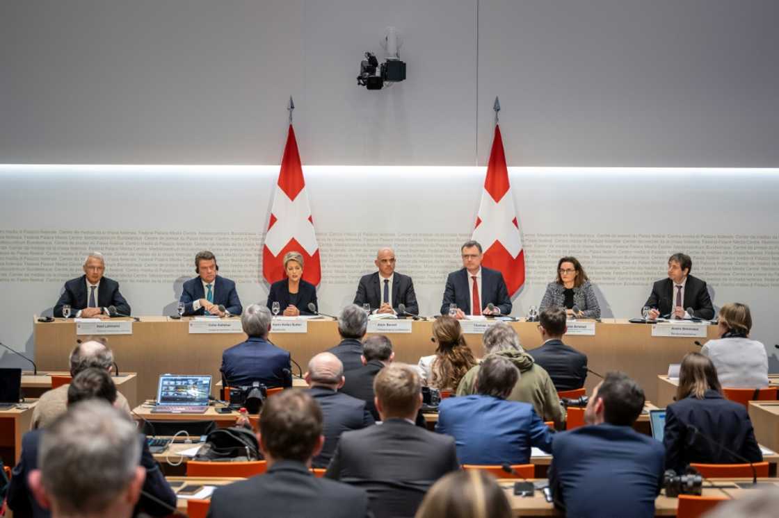 The takeover of Credit Suisse by UBS was announced at a press conference in Bern The takeover of Credit Suisse by UBS was announced at a press conference in Bern