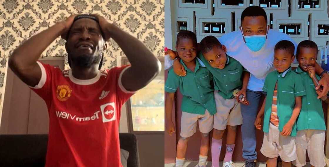 Teacher Kwadwo with some of his school children