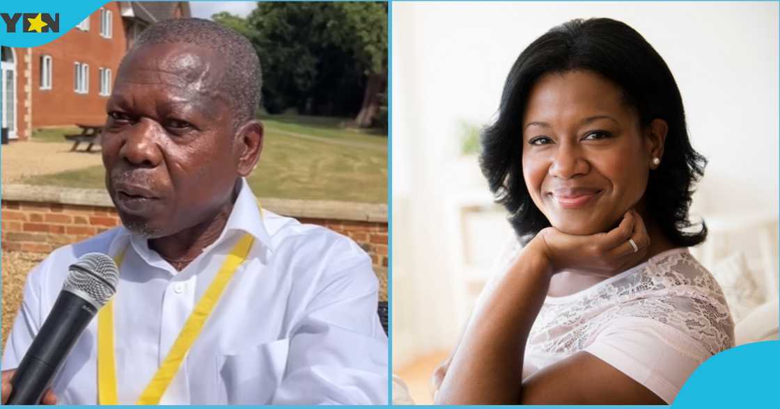 A photo showing an elderly Ghanaian man in the UK and a married woman. A photo showing an elderly Ghanaian man in the UK and a married woman.