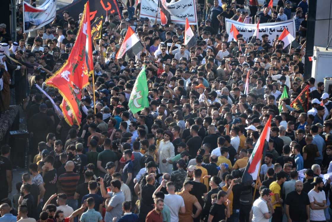 Supporters of Iraq's Coordination Framework hold a rally in the northern Iraqi city of Mosul Supporters of Iraq's Coordination Framework hold a rally in the northern Iraqi city of Mosul