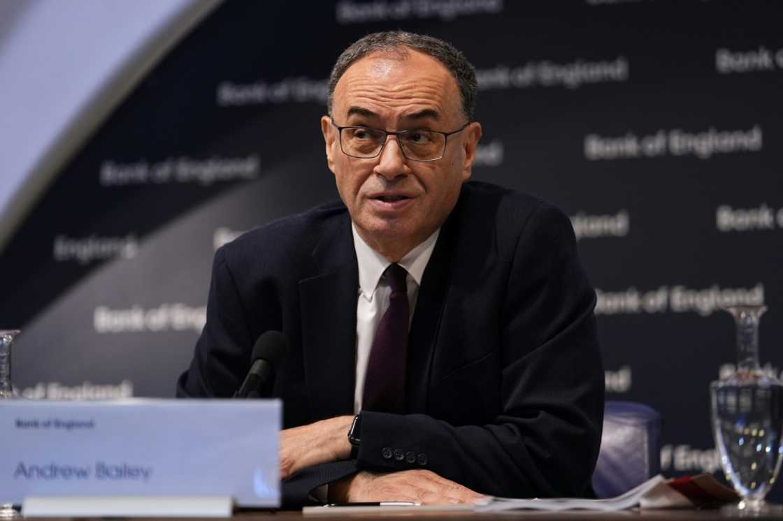 Bank of England Governor Andrew Bailey said that while inflation is expected to return to two percent, 'we're not out of the woods yet' Bank of England Governor Andrew Bailey said that while inflation is expected to return to two percent, 'we're not out of the woods yet'