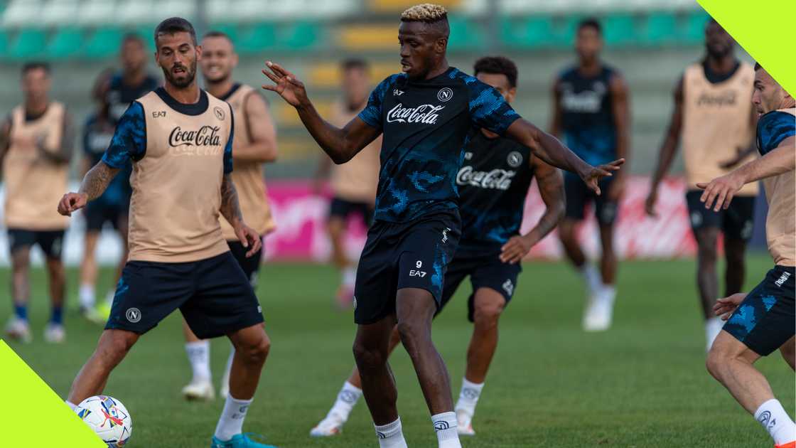 Victor Osimhen training with Napoli teammates. Victor Osimhen training with Napoli teammates.