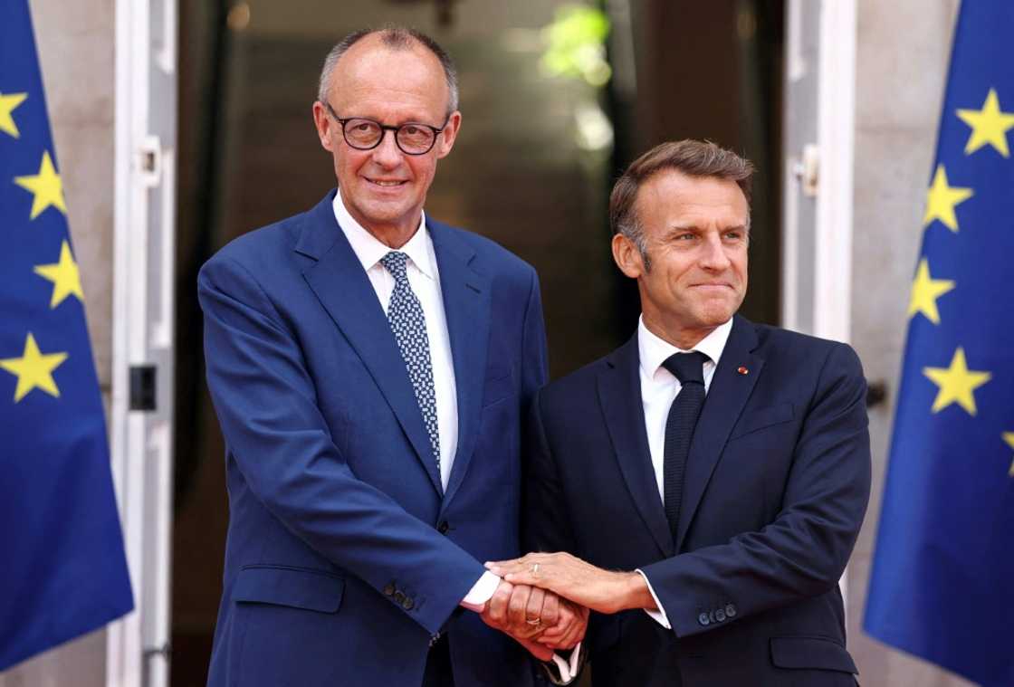 France's President Emmanuel Macron and German Chancellor Friedrich Merz will address a digital summit in Berlin France's President Emmanuel Macron and German Chancellor Friedrich Merz will address a digital summit in Berlin