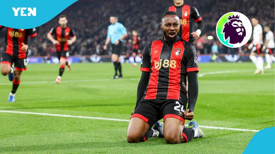 Black Stars of Ghana striker Antoine Semenyo of Bournemouth celebrates after scoring against Fulham in an EPL match on Monday, April 14, 2025 Black Stars of Ghana striker Antoine Semenyo of Bournemouth celebrates after scoring against Fulham in an EPL match on Monday, April 14, 2025