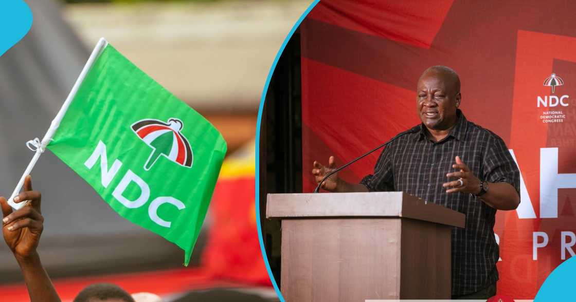 John Mahama and NDC flag John Mahama and NDC flag
