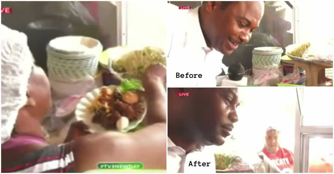 TV3's Roland Walker buying waakye