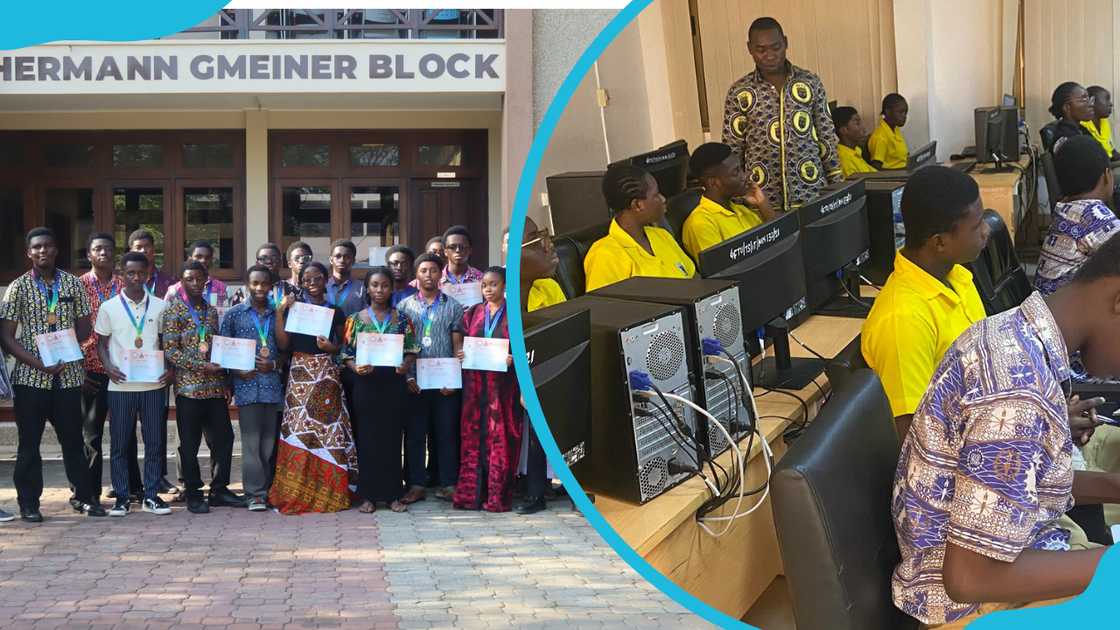 SOS-Hermann Gmeiner International College students displaying their certificates and Preset Pacesetters Senior High School students in the computer lab SOS-Hermann Gmeiner International College students displaying their certificates and Preset Pacesetters Senior High School students in the computer lab
