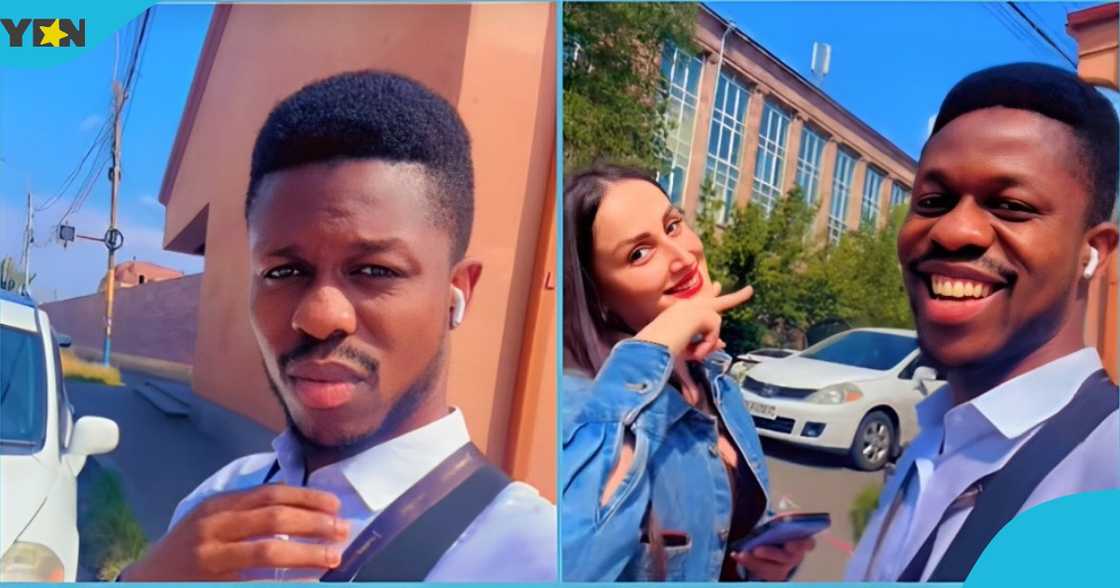 Photo of a young Ghanaian man and his pretty friend in Armenia. Photo of a young Ghanaian man and his pretty friend in Armenia.