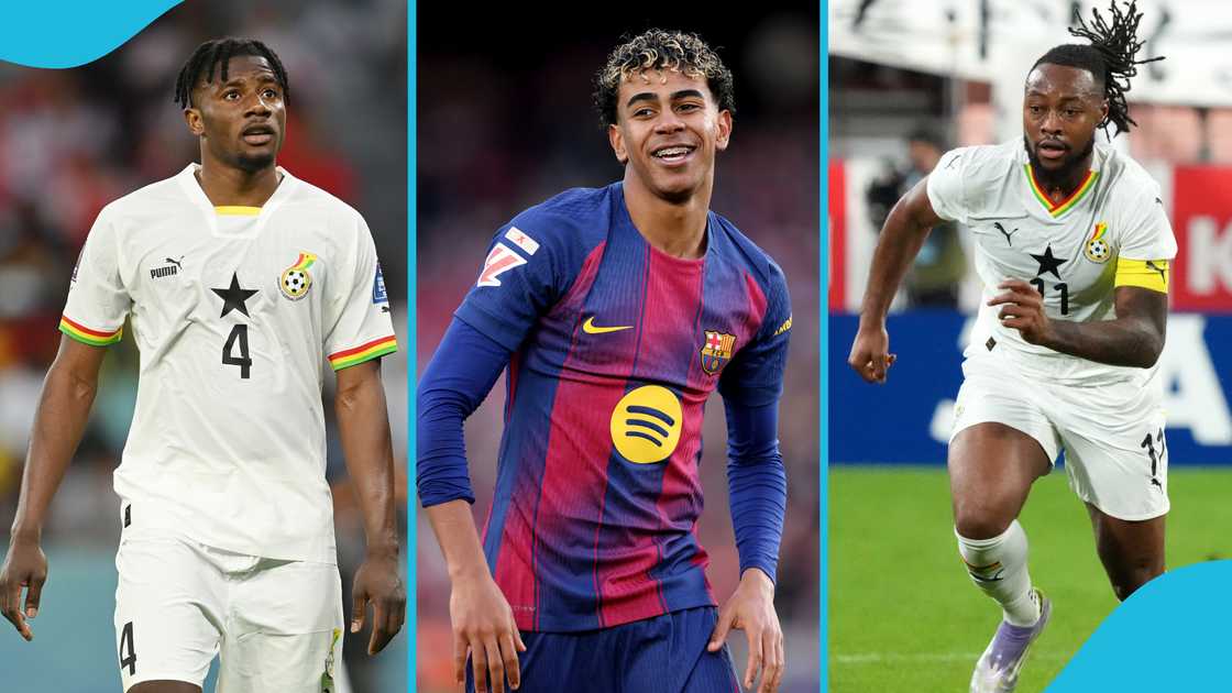 Sarkodie Africa's greatest players, Sarkodie GOAT, Jay Jay Okocha, Michael Essien, Abedi Ayew Pele, African football legends, current favorite players in football, Lamine Yamal, Antoine Semenyo, Messi vs Ronaldo debate, Ghanaian rap star.