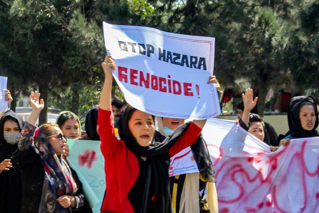 Dozens of women from Afghanistan's minority Hazara community protested Kabul Saturday, after a suicide bombing a day earlier Dozens of women from Afghanistan's minority Hazara community protested Kabul Saturday, after a suicide bombing a day earlier