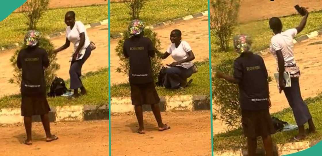 Students taking photos on campus. Students taking photos on campus.