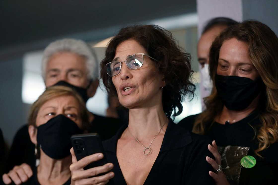 Alessandra Sampaio, widow of British journalist Dom Phillips, who was killed in the Amazon forest along with indigenous expert Bruno Pereira, speaks to the press following a farewell ceremony Alessandra Sampaio, widow of British journalist Dom Phillips, who was killed in the Amazon forest along with indigenous expert Bruno Pereira, speaks to the press following a farewell ceremony