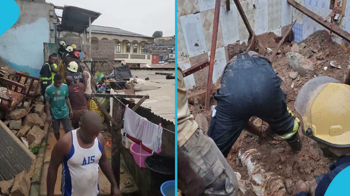 A building collapsed in Cape Coast's Gyagyaano area in the early hours of Sunday, June 21, following heavy rainfall
