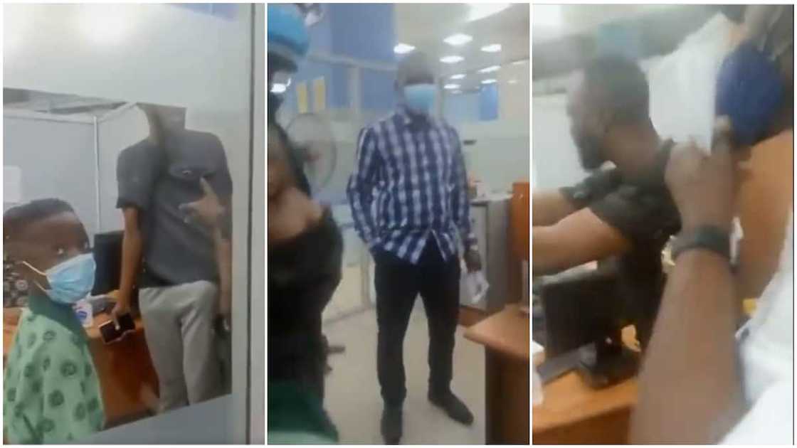 Nigerian man storms bank after 'wrong' N300k deduction, pulls off clothes, says he isn't leaving Nigerian man storms bank after 'wrong' N300k deduction, pulls off clothes, says he isn't leaving