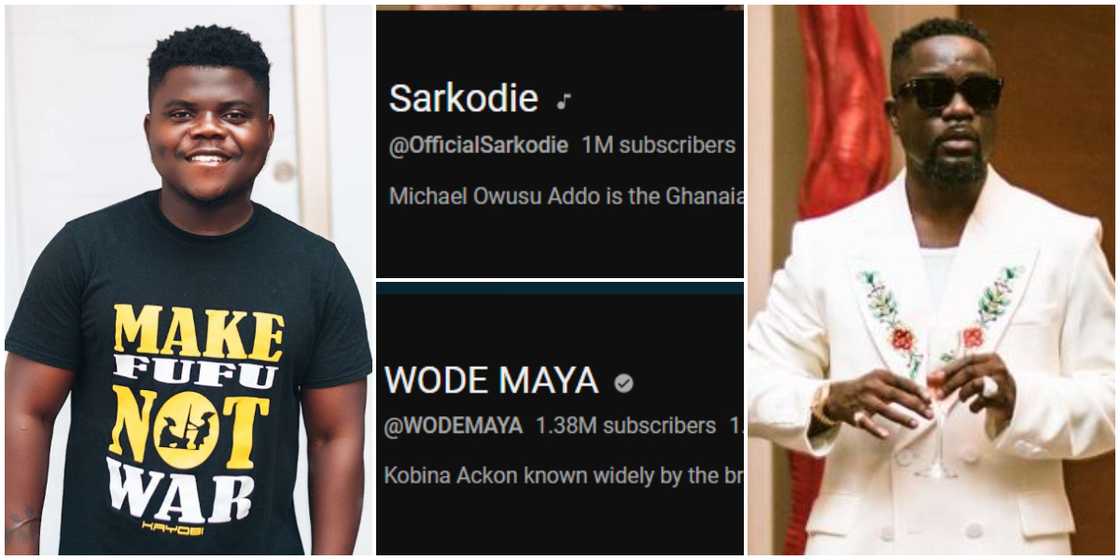 Wode Maya and Sarkodie's subscribers on YouTube Wode Maya and Sarkodie's subscribers on YouTube