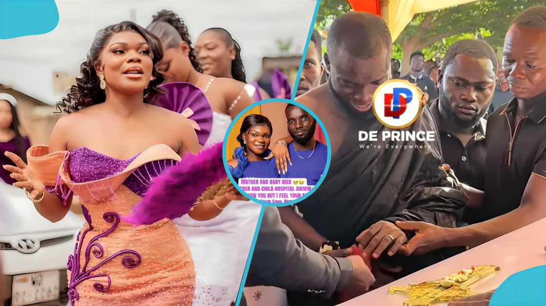 Sad scenes from the final funeral rites of a young pregnant woman who died from alleged medical neglect move many to tears, hospital accused, pregnant woman dies at Mother and Child hospital in Kasoa, people, death