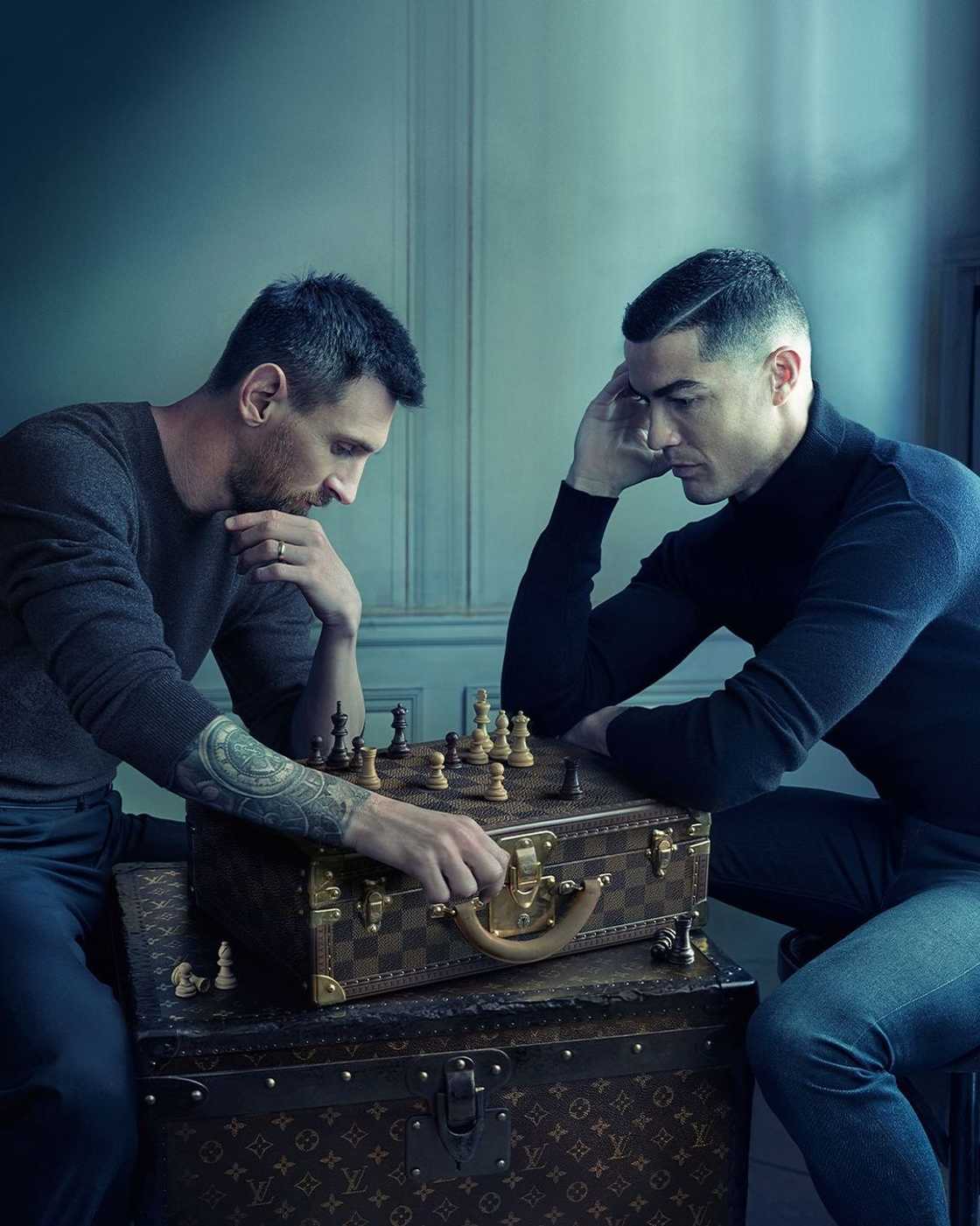 Cristiano Ronaldo And Lionel Messi Look Stylish As They Pose Together In Stunning Photo For Louis Vuitton Cristiano Ronaldo And Lionel Messi Look Stylish As They Pose Together In Stunning Photo For Louis Vuitton