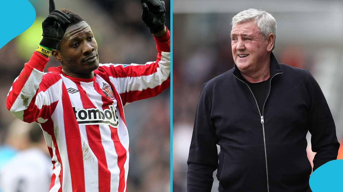 Asamoah Gyan and Steve Bruce.