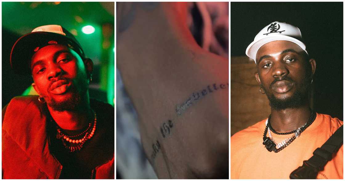 Black Sherif Tattoos "Kwaku The Traveller" On His Hand; Shows It Off In Video Black Sherif Tattoos "Kwaku The Traveller" On His Hand; Shows It Off In Video