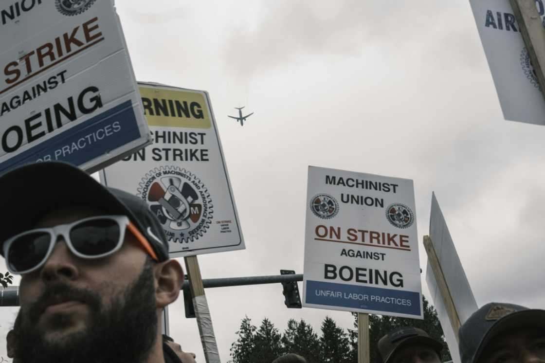 Striking Boeing workers rallied outside the Portland facility last week