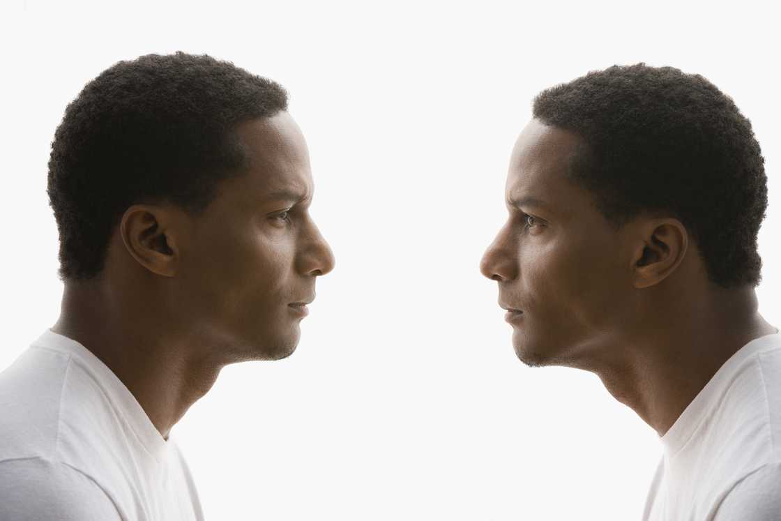 Two brothers face each other. Two brothers face each other.