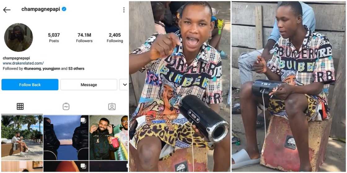 Rapper Drake follows upcoming Nigerian artiste Hyzah hours after going viral for his hot rap bars Rapper Drake follows upcoming Nigerian artiste Hyzah hours after going viral for his hot rap bars