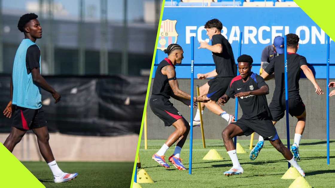 David Oduro training with Barcelona.